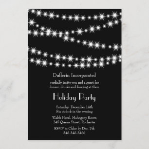 Black Holiday Twinkle Lights Invitation (corp)