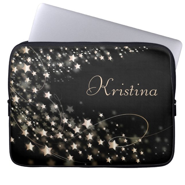 Black Hollywood Star Custom name Laptop Sleeve (Front)