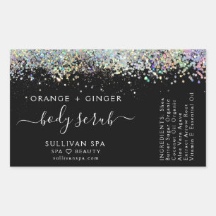 Black Holographic Glitter Body Scrub Label