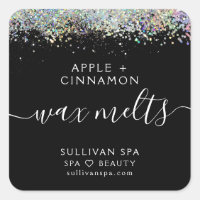 Black Holographic Glitter Wax Melts Label