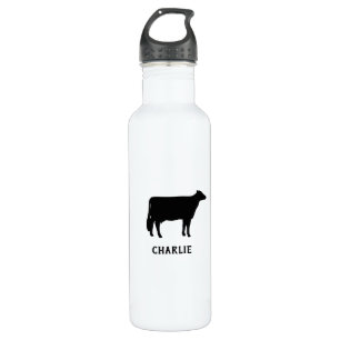 Black Holstein Cow Silhouette Personalised 710 Ml Water Bottle