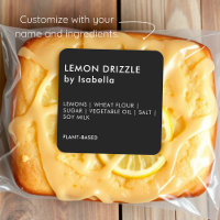 Black | Homemade Cake Product Ingredient Labels
