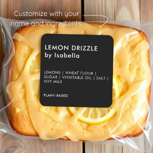 Black   Homemade Cake Product Ingredient Labels
