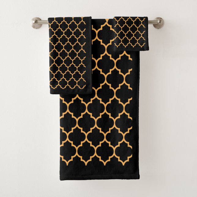 Black Honeycomb Bath Towel Set (Insitu)