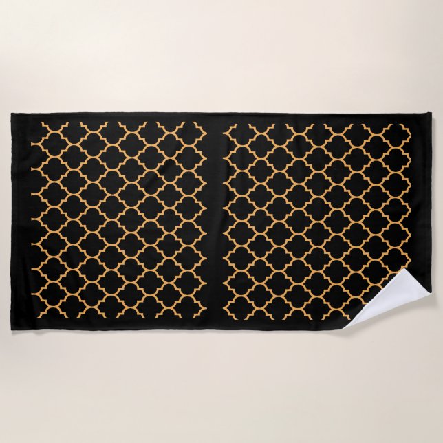 Black Honeycomb Beach Towel (Front)