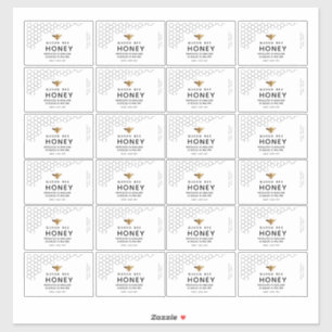 Black Honeycomb Transparent Honey Bee Label 8x5cm