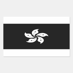 Black Hong Kong Orchid Flower Regional Flag Rectangular Sticker