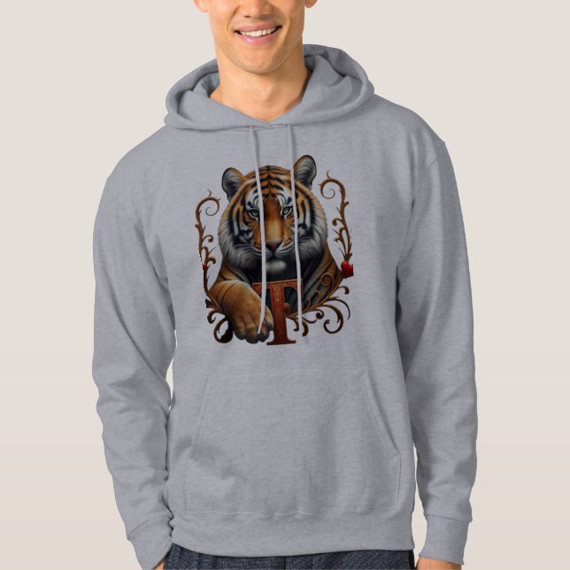 Black Hoodie with Regal Tiger Design (Front)