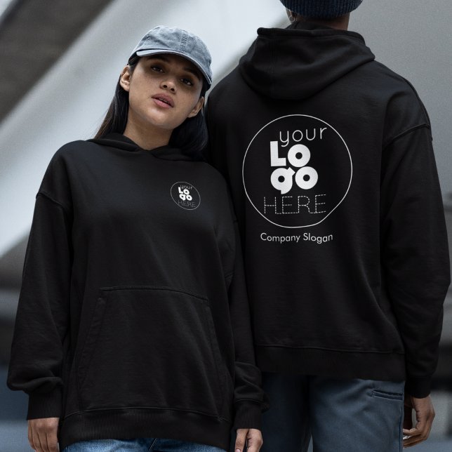 Black Hoodie with your White Business Logo on Back (Creator Uploaded)