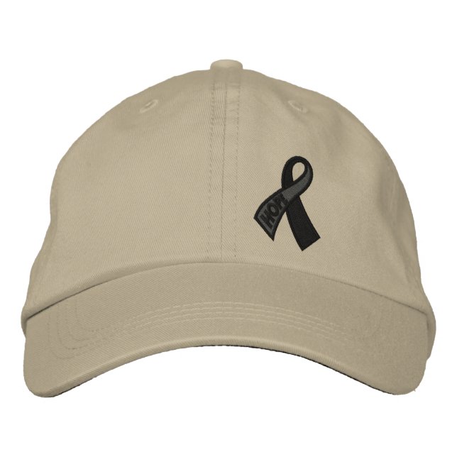 Black Hope Cancer Ribbon Awareness Embroidered Hat (Front)