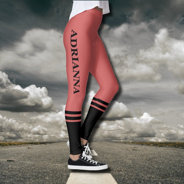 Black Horizontal Stripes | Name | Rusty Orange Leggings (Creator Uploaded)