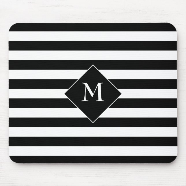 Black Horizontal Stripes With Centre White Text Mouse Pad (Front)