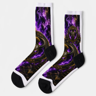 Black Horn Socks – Viking Helmet with Flame