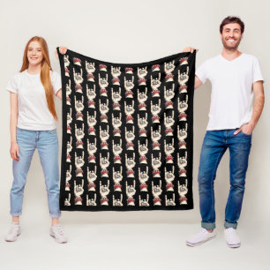 Black Horns Up Fleece Blanket