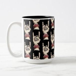 Black Horns Up Pattern Two-Tone Coffee Mug