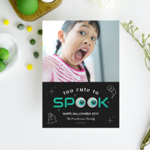 Black Horror Eye Too Cute To Spook Halloween Photo Card