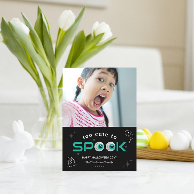 Black Horror Eye Too Cute To Spook Halloween Photo Postcard (Creator Uploaded)