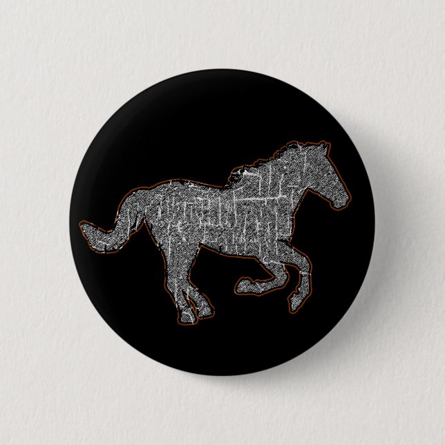 black horse 6 cm round badge (Front)
