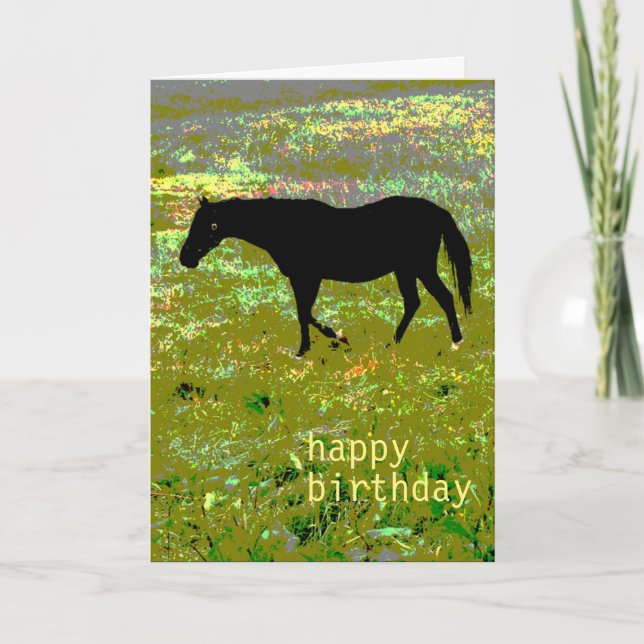 Black horse Birthday Card (Front)