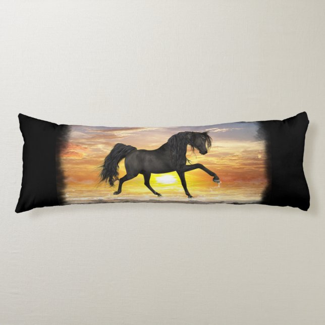 Black Horse Body Pillow 20" x 54", You Customise (Front)