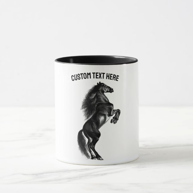 Black Horse Coffee Mug with Custom Text (Center)