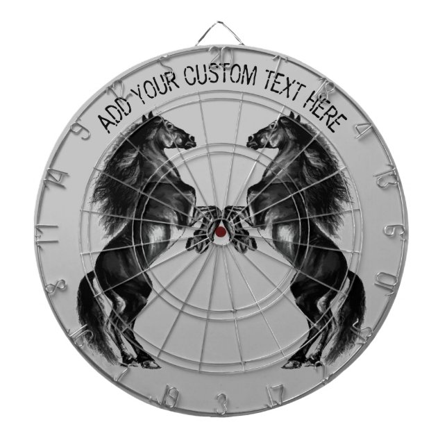 Black Horse Dart Board Personalised Custom Text (Front)