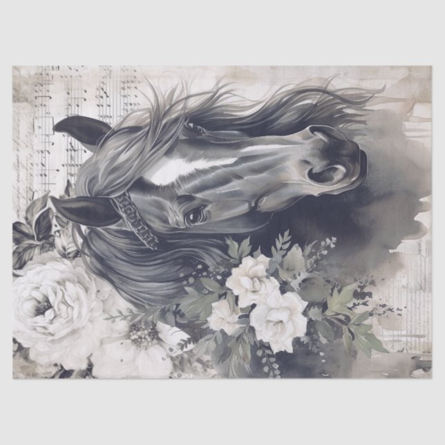 Black Horse Decoupage Tissue Paper (Front)