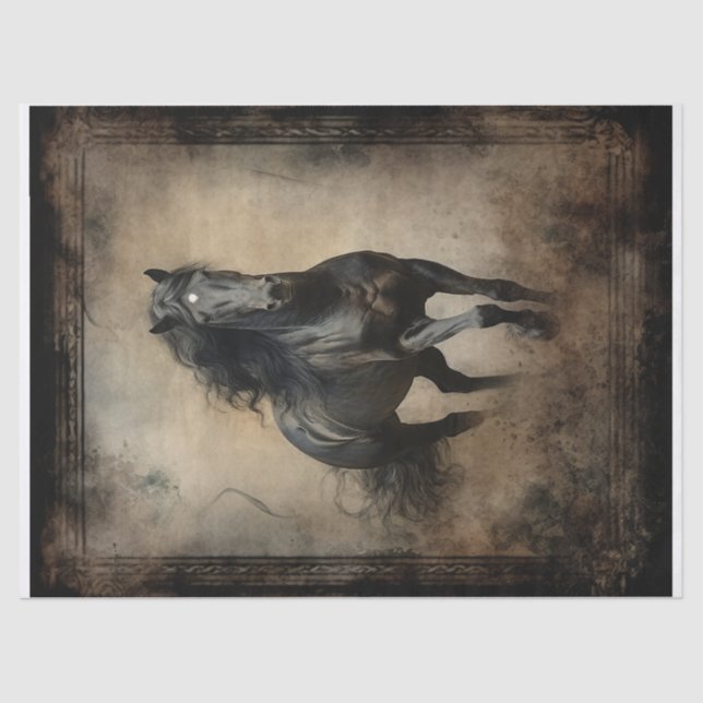 Black Horse Decoupage Tissue Paper (Front)
