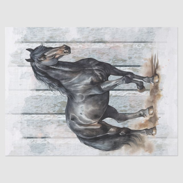 Black Horse Decoupage Tissue Paper (Front)
