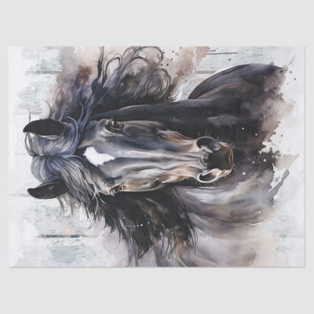 Black Horse Decoupage Tissue Paper (Front)