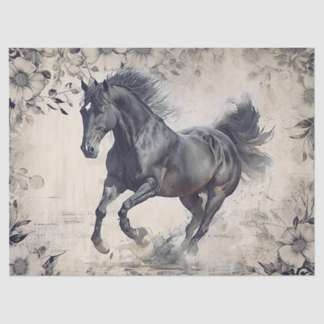 Black Horse Decoupage Tissue Paper (Front)