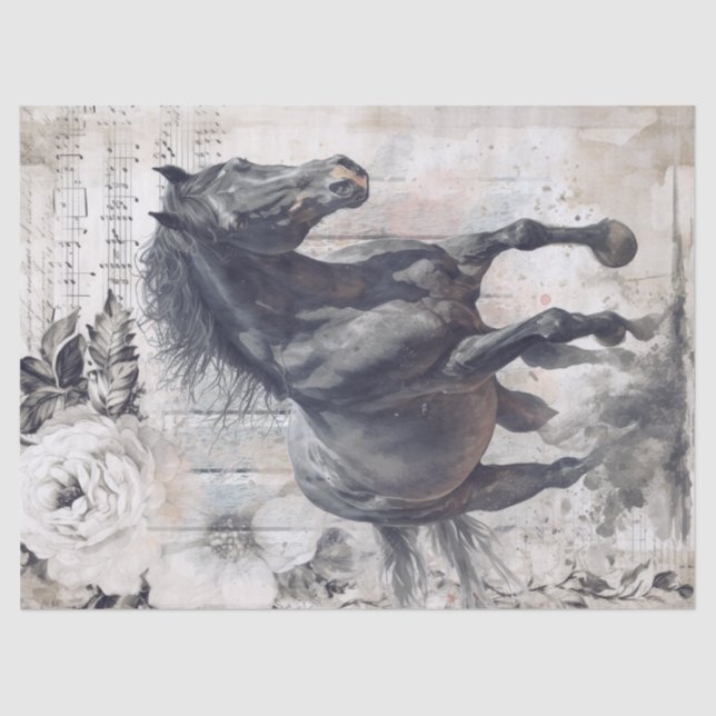 Black Horse Decoupage Tissue Paper (Front)
