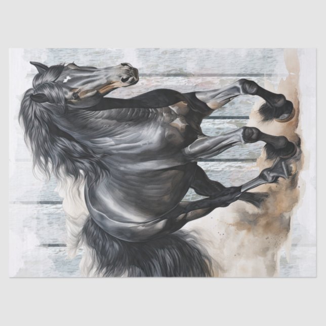 Black Horse Decoupage Tissue Paper (Front)