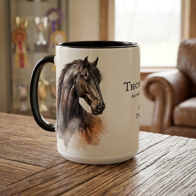 Black Horse Equestrian Personalised Gift Mug Cup (Creator Uploaded)