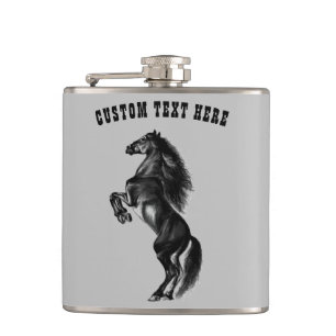 Black Horse Flask with Custom Text
