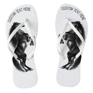 Black Horse Flip Flops with Custom Text