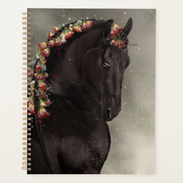 Black Horse, Friesian - Calendar, Planner (Front)