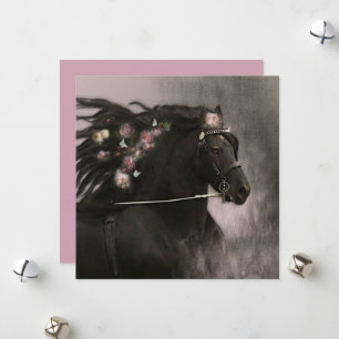 Black Horse Friesian - Greeting Card