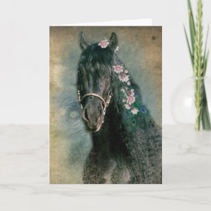 Black Horse Friesian - Greeting Card