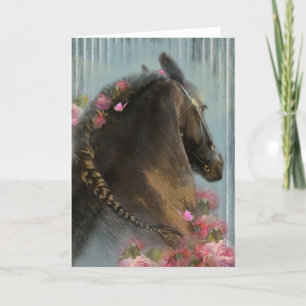 Black Horse Friesian - Greeting Card