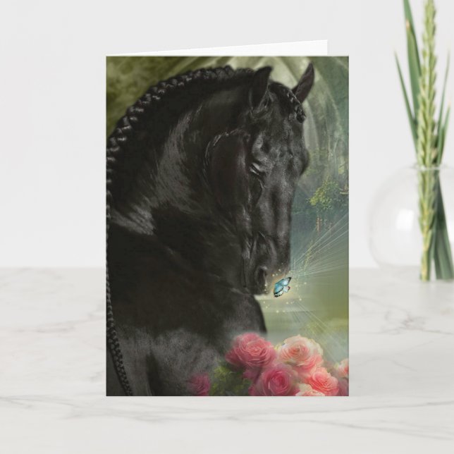 Black Horse Friesian - Greeting Card (Front)