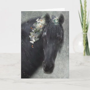 Black Horse Friesian - Greeting Card