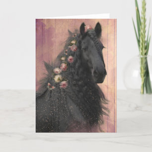 Black Horse Friesian - Greeting Card