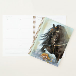 Black Horse Friesian Horse - Calendar, Planner