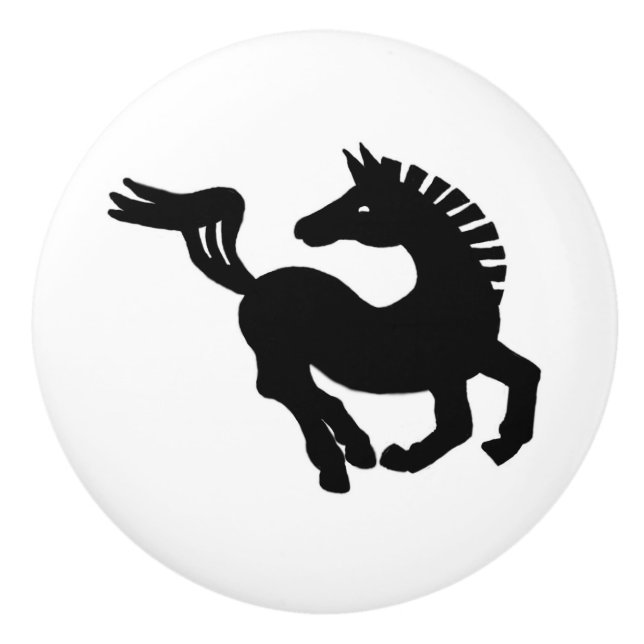 Black horse galloping ceramic knob (Front)