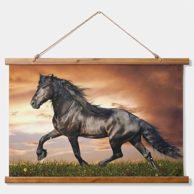 black horse hanging tapestry (Front)