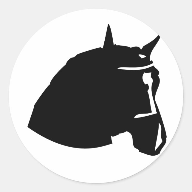 black horse head classic round sticker (Front)