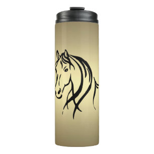 Black Horse Head Gold Thermal Tumbler