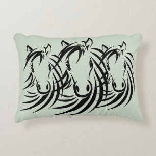 Black Horse Head Green Drawstring Bag Decorative Cushion