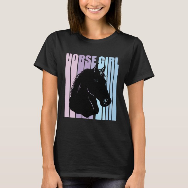 Black Horse Head Silhouette Riding Lover Funny Hor T-Shirt (Front)